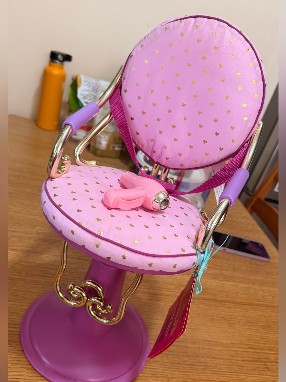 Our generation Pink Doll  salon Chair with Gold Heart Accent